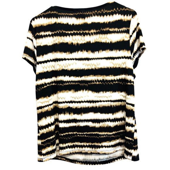 212 Collection Womens Brown & Beige Cowl Neck Gold-toned Embellishment Top Large - Picture 2 of 5